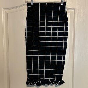 SHEIN Monochrome Checkered Pencil Skirt